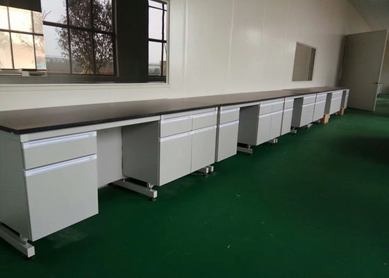 White Wood Lab Workbench Furniture With Steel Frame For High School / Hospital