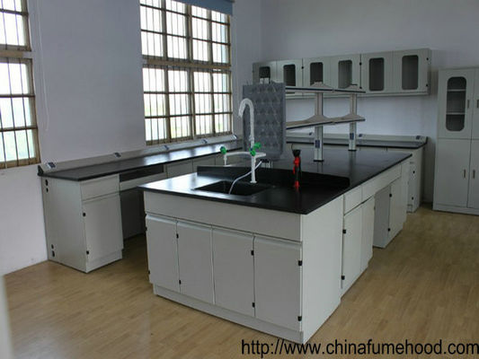 Laboratory Furniture Wall Casework Bench With Full Steel Reagent Rack