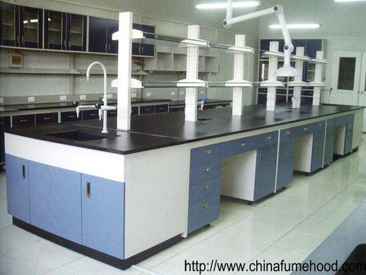 Steel Frame Laboratory Wall Bench Movable Back Board With Safety Eyewash