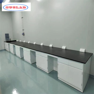 Lab wall benches featuring steel construction for safety and reliability