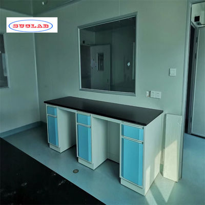 Customized Made 4 Cupboards Blue Laboratory Workbench Lab Bench  Constructed with Full  Steel
