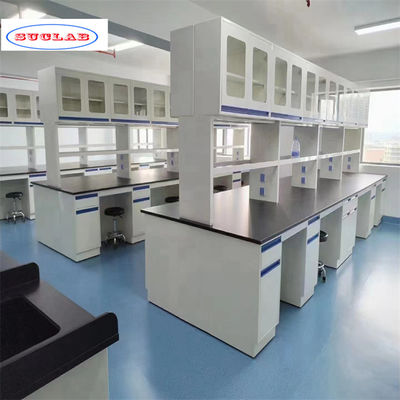 Chemistry Lab Bench with Blue Color and Number of Cupboards As Drawing