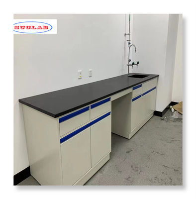 Versatile lab island bench with customizable storage configurations