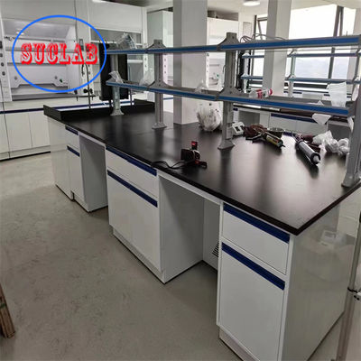 Customized Made Full Steel Chemistry Lab Bench with Epoxy Coating Faucet