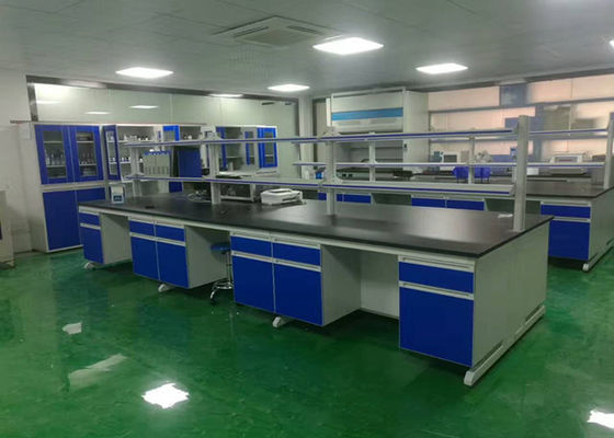 Good price Chemical Wood Lab Furniture , Laboratory Island Bench With Reagent Shelf online