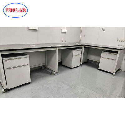 Good price Gray White Phenolic Resin Worktop Mobile Laboratory Table With Movable Storage Cabinet online