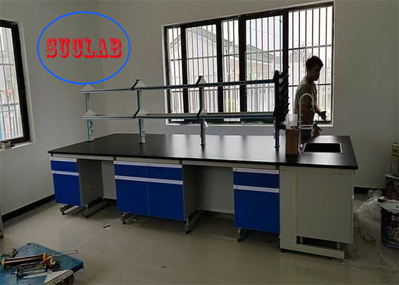 Good price Chemical Resistant Chemistry Lab Workbench Laboratory Work Benches With Multiple Cabinets online