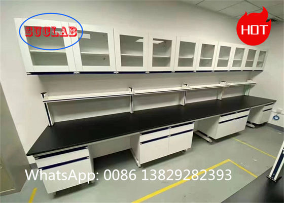 Good price Corrosion Resistant Chemistry Lab Workbenches Cost with Multiple Cabinets and C Shaped Frame for Chemical Laboratories online