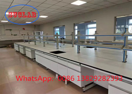 Good price Multiple Cabinet Chemistry Laboratory Workbenches with C Shaped Frame DTC105 Deg Hinges and Chemical Resistant Laminate online