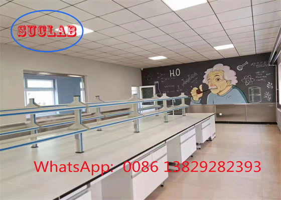 Good price Customs Blue Chemical Resistant Epoxy Resin Worktop Chemistry Laboratory Workbench  With Drawers online