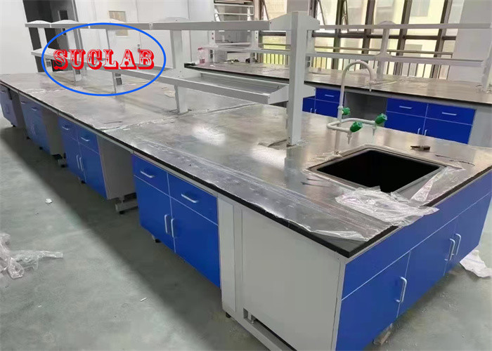 Multi Cabinet C Frame Lab Worksations / Lab Bench Table With Phenolic ...