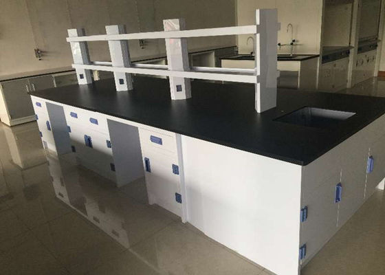 Good price College Steel Chemistry Lab Furniture / Laboratory Workbench With Reagent Shelves online