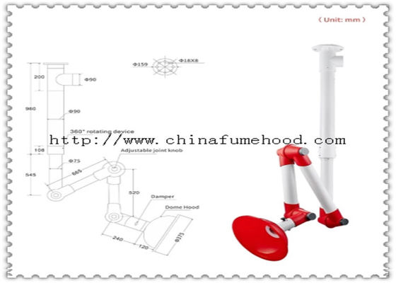 Good price High End Laboratory Flexible Ceiling Exhaust Hood Fume Extractor With Aluminum Alloy online