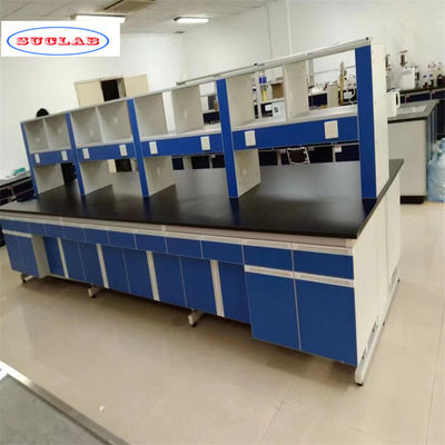 Good price Well-Organized Chemistry Lab Bench with Drawers and Smooth Blue Surface online