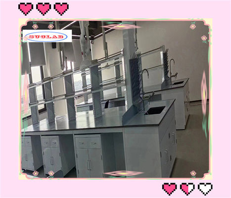 Good price Adjustable 150cm Depth Chemistry Lab Bench With Stainless Steel Counter Tops Non Welded Linear Handle online