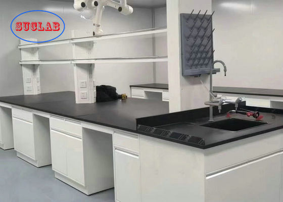 Good price White Laboratory Instrument Table With Black Phenolic Resin Countertop In Chemistry Lab online