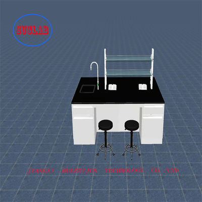 Good price Epoxy Resin  Chemistry Lab Bench Manufactureres with Steel Wood Cabinet Brass Faucet Glass Shelf online