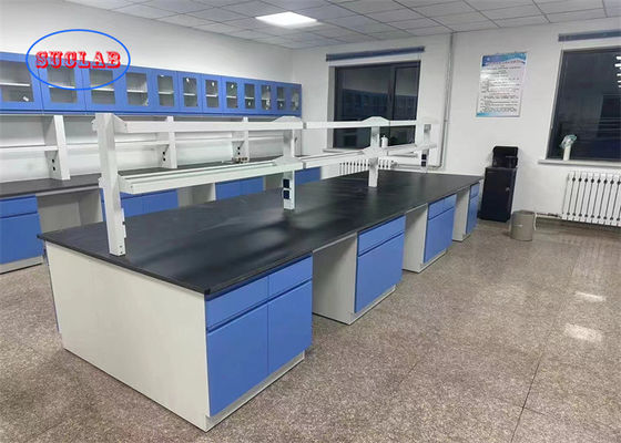 Good price Black Chemistry Lab Bench Laboratory Furniture Indonesia With Reagent Racks And 40*60*100mm Cold-rolled Steel Frame online