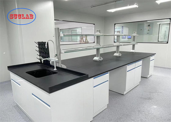 Good price Multi Functional Chemistry Lab Bench  Laboratory Casework Vietnam  With Phenolic Tops Brass Faucet And DTC Buffer Hinge online