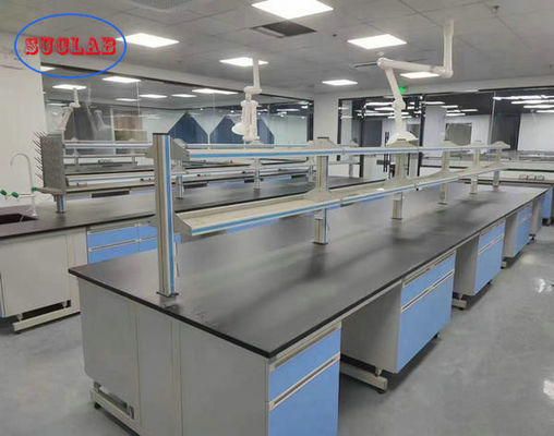 Good price Light Blue Colour Wood Lab Island Workbench Lab Furniture Series online