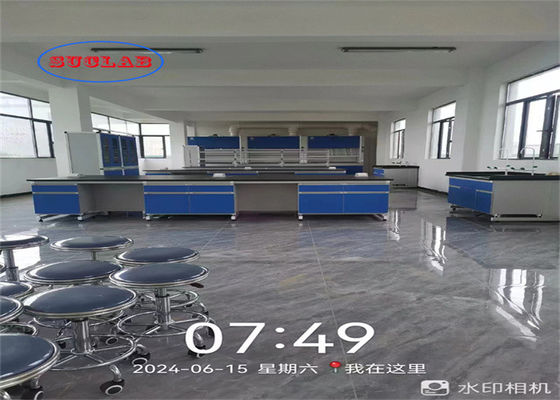 Good price Wood Chemistry Lab Workbench Lab Casework Vietnam With Phenolic Resin Worktop / C Frame Multiple Cabinets online