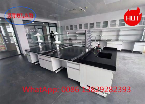 Good price Sturdy C frame Chemistry Lab Workbench Wood Laboratory Furniture with Chemical resistant Laminate Worktop online