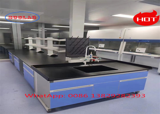 Good price Multiple Cabinet Stainless Steel Wood Chemistry Lab Workbench Manufacturer With Fire / Chemical Resistance online
