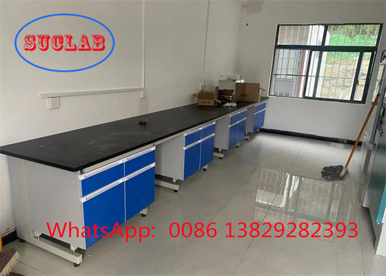 Good price Multiple Cabinets Safety Lab Work Benches with Shelf With DTC105 DEG Hinges And Epoxy Resin Or Phenolic Resin Worktop online